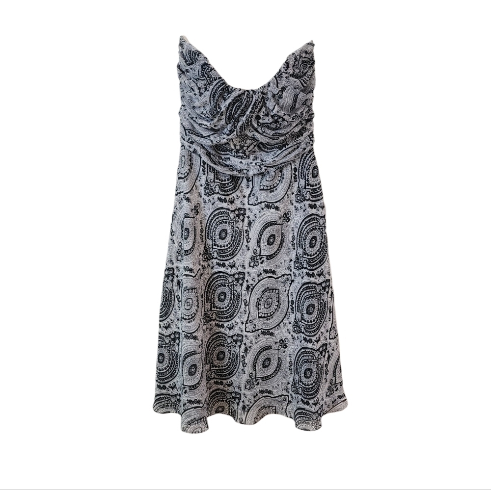 💜 WHBM Strapless Patterned Chiffon Dress